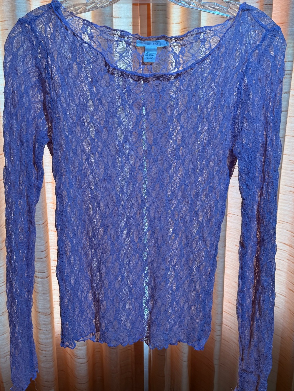 Tilly's Sheer Lace Long Sleeve Top - Blue